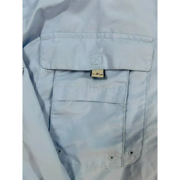 Columbia Mens 2X Omni-Shade Button-Up Long-Sleeve Fishing Shirt Light Blue - Picture 6 of 9